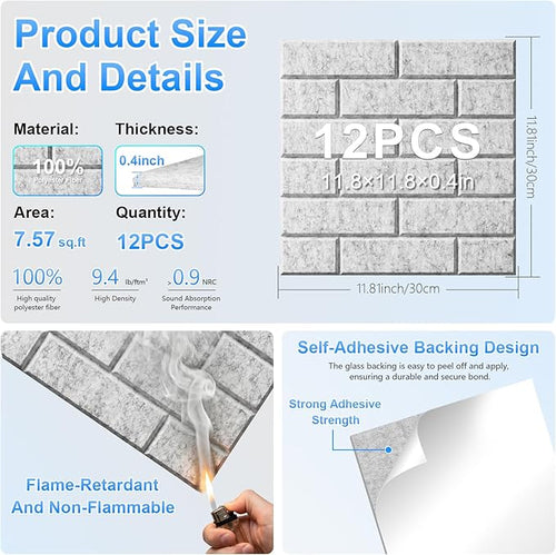 12 Pack Acoustic Panels, Sound Proof Foam Panels - Image 2