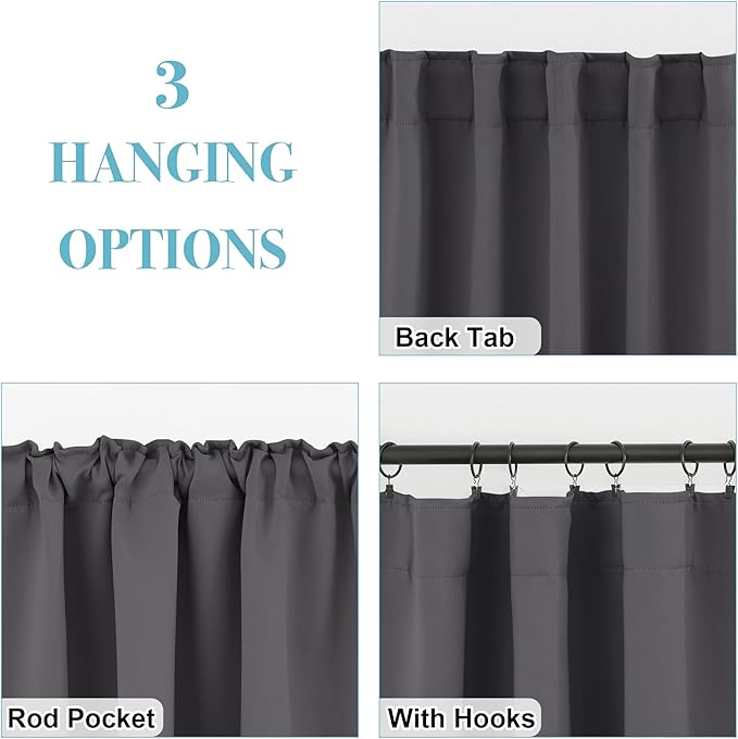 RYB HOME Blackout Curtains 80 inches Long Thermal Insulating Large Window - Image 6