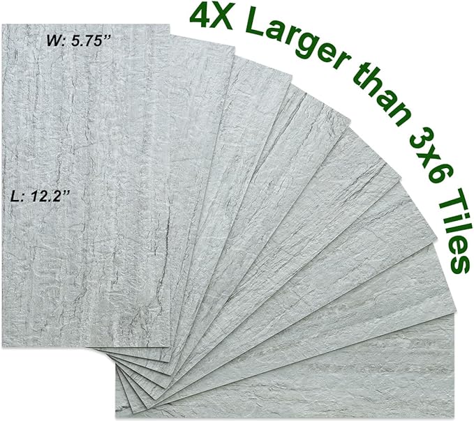 AULIGET 20-Piece Grey Shale Peel and Stick Backsplash Wall Tiles, Laundry Room - Image 3