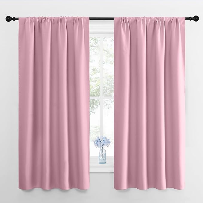 NICETOWN Window Curtains for Bedroom, Rouge Pink, 2 Panels, W42 x L48 -Inch by NICETOWN