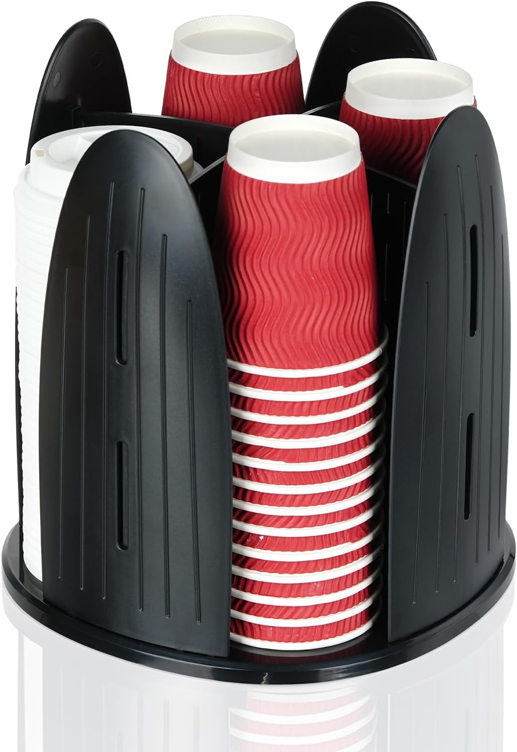 Cup and Lid Organizer ,Paper Cup Dispenser Disposable Coffee Cup Dispenser Removable Cup Holder for Bathroom,Countertops, Kitchen , Office ,Coffee Station, Bar Buffet,4 Compartment Rotating