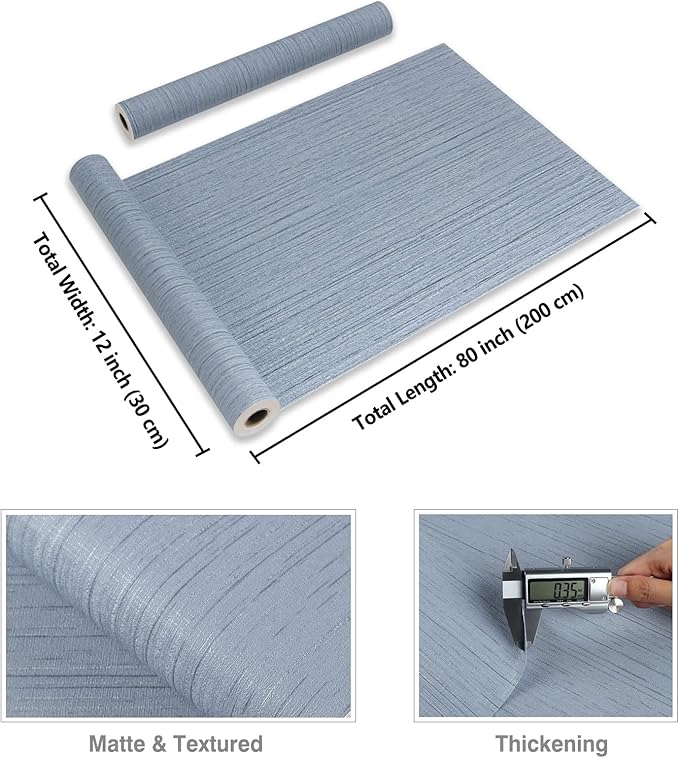 CRE8TIVE Grasscloth Peel and Stick Wallpaper Textured Blue Grass Cloth - Image 8
