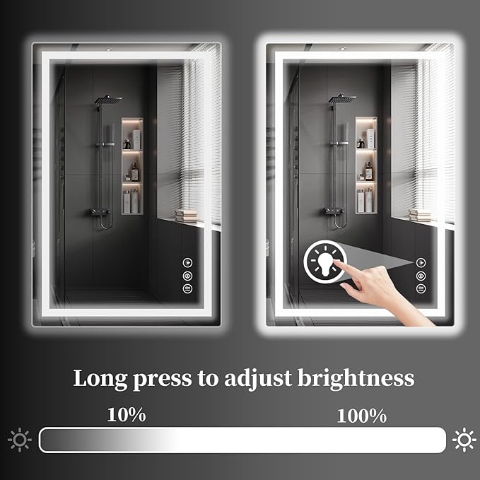 Koonmi 48"x32" LED Mirror for Bathroom, 90CRI Anti-Fog Vanity Mirror - Image 5