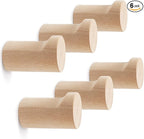 bsdonte Wood Wall Hooks 6 Pack, Natural Wooden Coat Hooks Wall Mounted by bsdonte