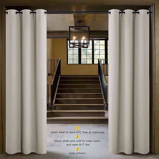 NICETOWN Faux Folding Accordion Doors, Front Door Curtains, Privacy Blackout - Image 2