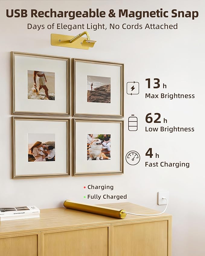 EZVALO Wireless Picture Light for Wall, 13 Inch 4000mAh Rechargeable Battery - Image 4