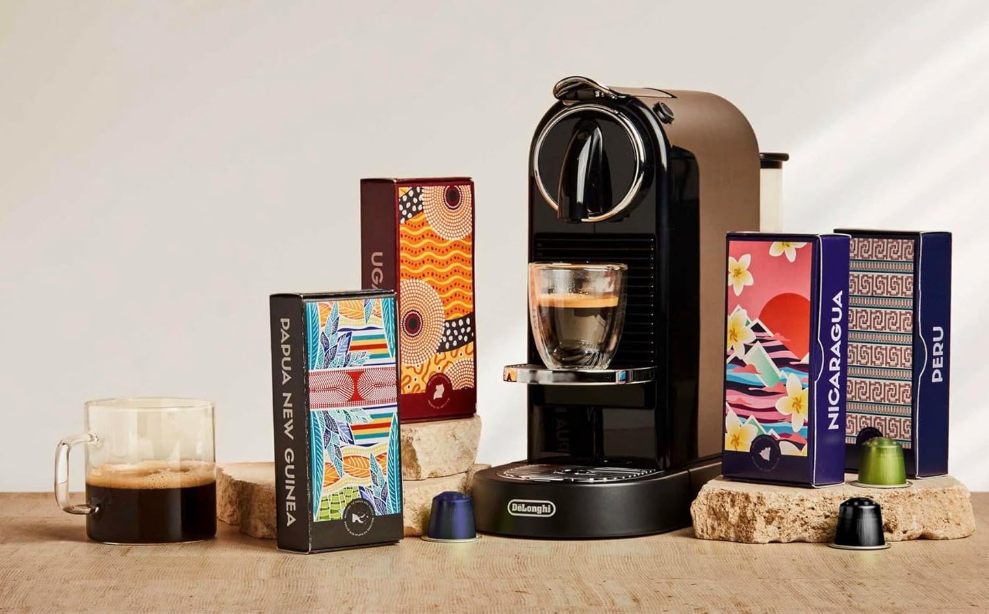 Atlas Coffee Club Espresso Pods Compatible with Nespresso Original– Medium Roast Variety Pack (80 Count)– Aluminum Capsules from Kenya, El Salvador, India & Uganda– Intensity 7–9