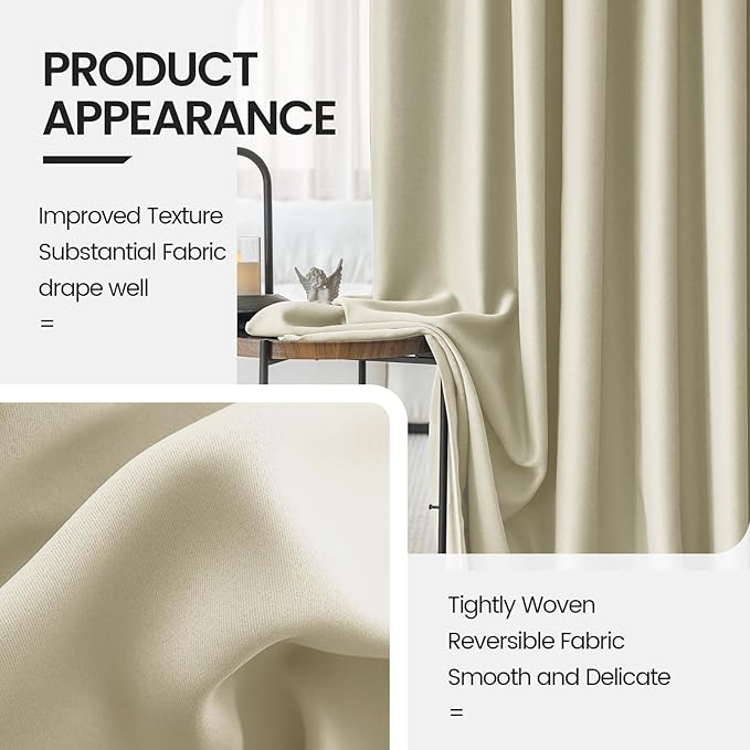 Beige Room Darkening Curtains 96 Inches Long - Image 4