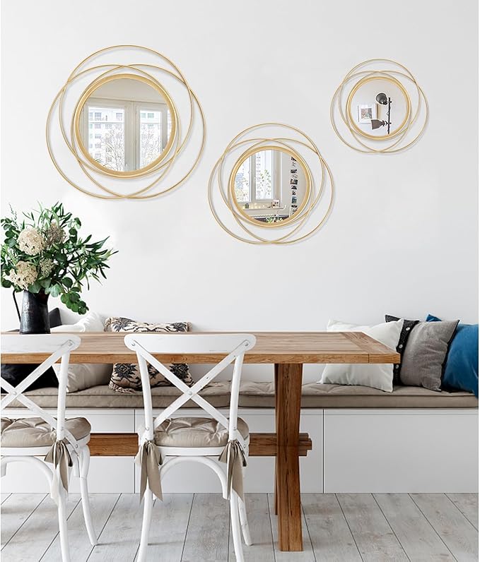 Wall Mirror Mounted Gold Large Round Decorative Mirrors, Circle Metal Art - Image 6