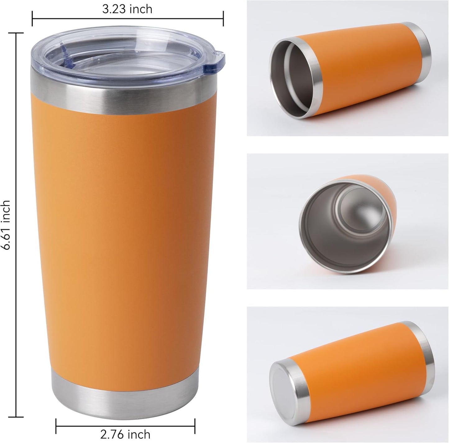 HASLE OUTFITTERS 20oz Stainless Steel Tumblers Bulk, Insulated Travel Cup with Lid, Double Wall Vacuum Coffee Mug for Cold & Hot Drinks 12 Pack, Orange