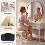 DUMOS 30-Inch Round Wall Mirror, Bathroom Wall Circle Mirror - Image 4