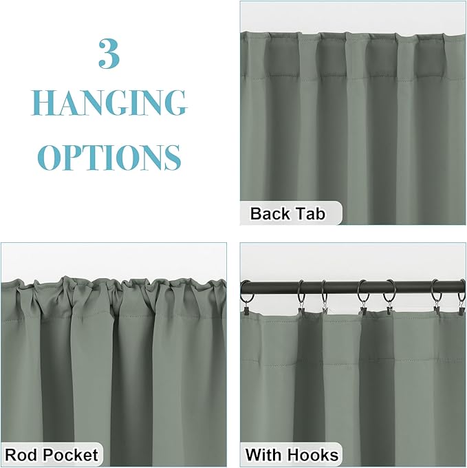 RYB HOME Sage Green Blackout Curtains - Image 3