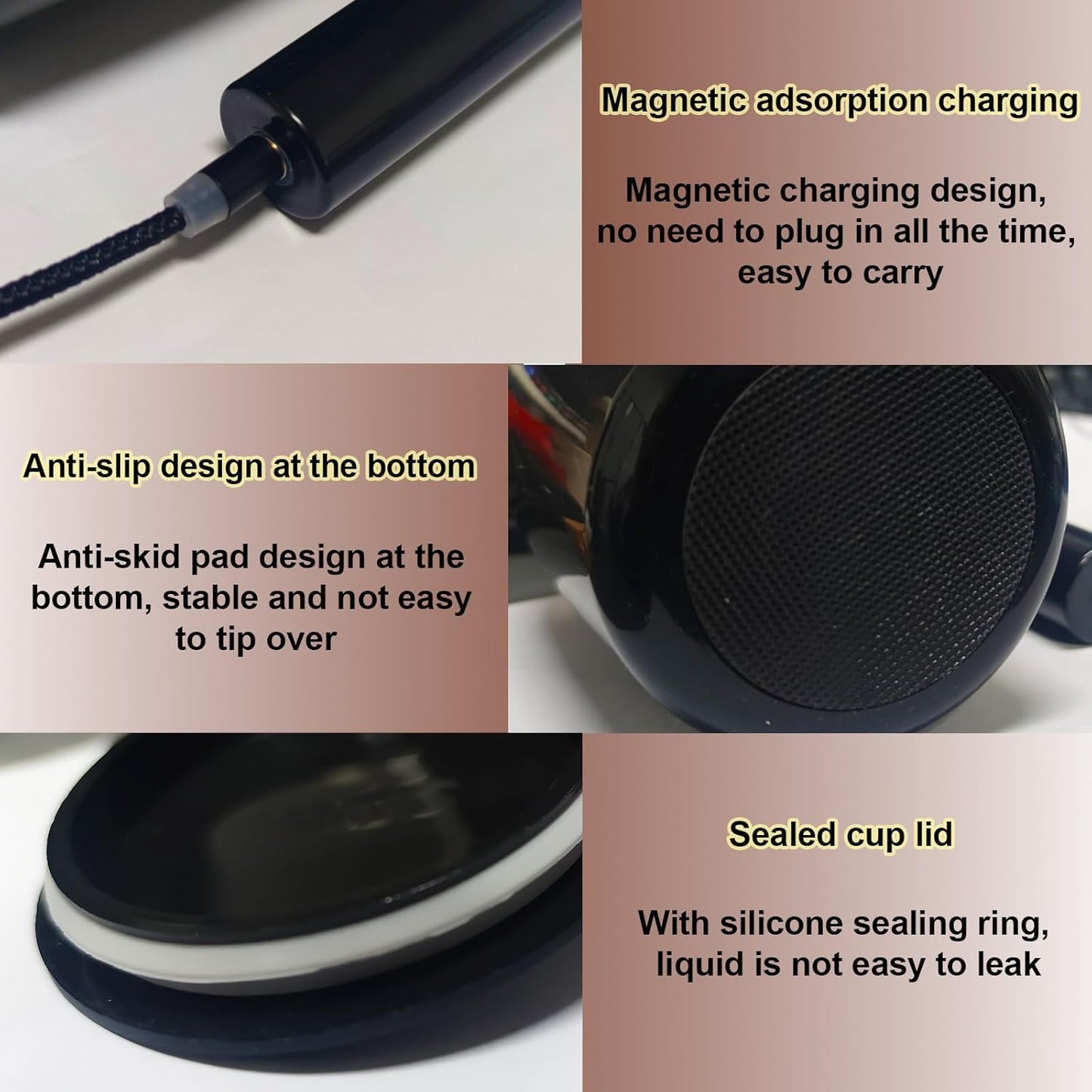 Rechargeable Magnetic Self Stirring Coffee Mug,14oz Stainless Steel Self Stirring Mug,USB Magnetic Charging Self Stirring Cup for Coffee,Tea,Milk,Cocoa–Ideal for Office, Kitchen, Travel, and Gifts