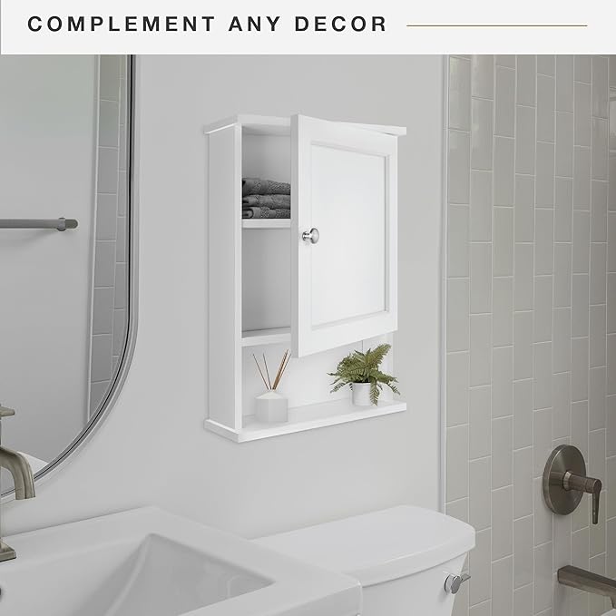 MCS 23x16 White Medicine Cabinet Organizer, Wall Mounted Bathroom Cabinet - Image 2