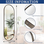Oval Bathroom Full Length Mirror, Large 48x16'' Pill Shaped Oblong Vanity Wall - Image 7