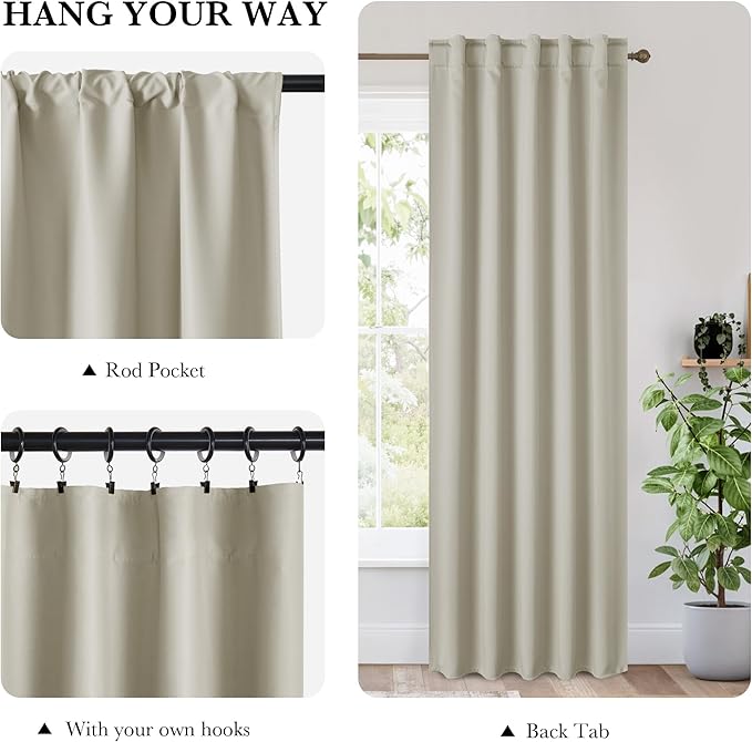 RYB HOME 100% Blackout Basement Curtains 30 inches Long, Heat & UV Blocking - Image 3