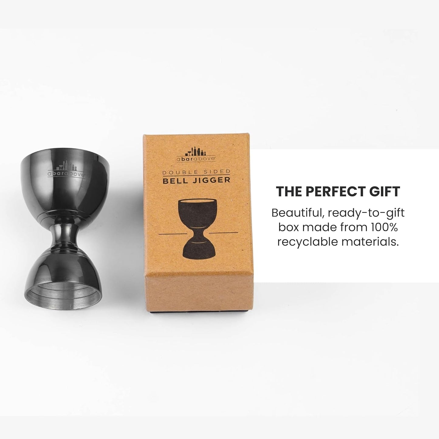 A Bar Above Premium Bell Jigger, with 10 Measurements Inside, Professional and Heavy-Duty, 304 Stainless Steel Cocktail Double Jigger, for Bartending, 1-Pack, Black