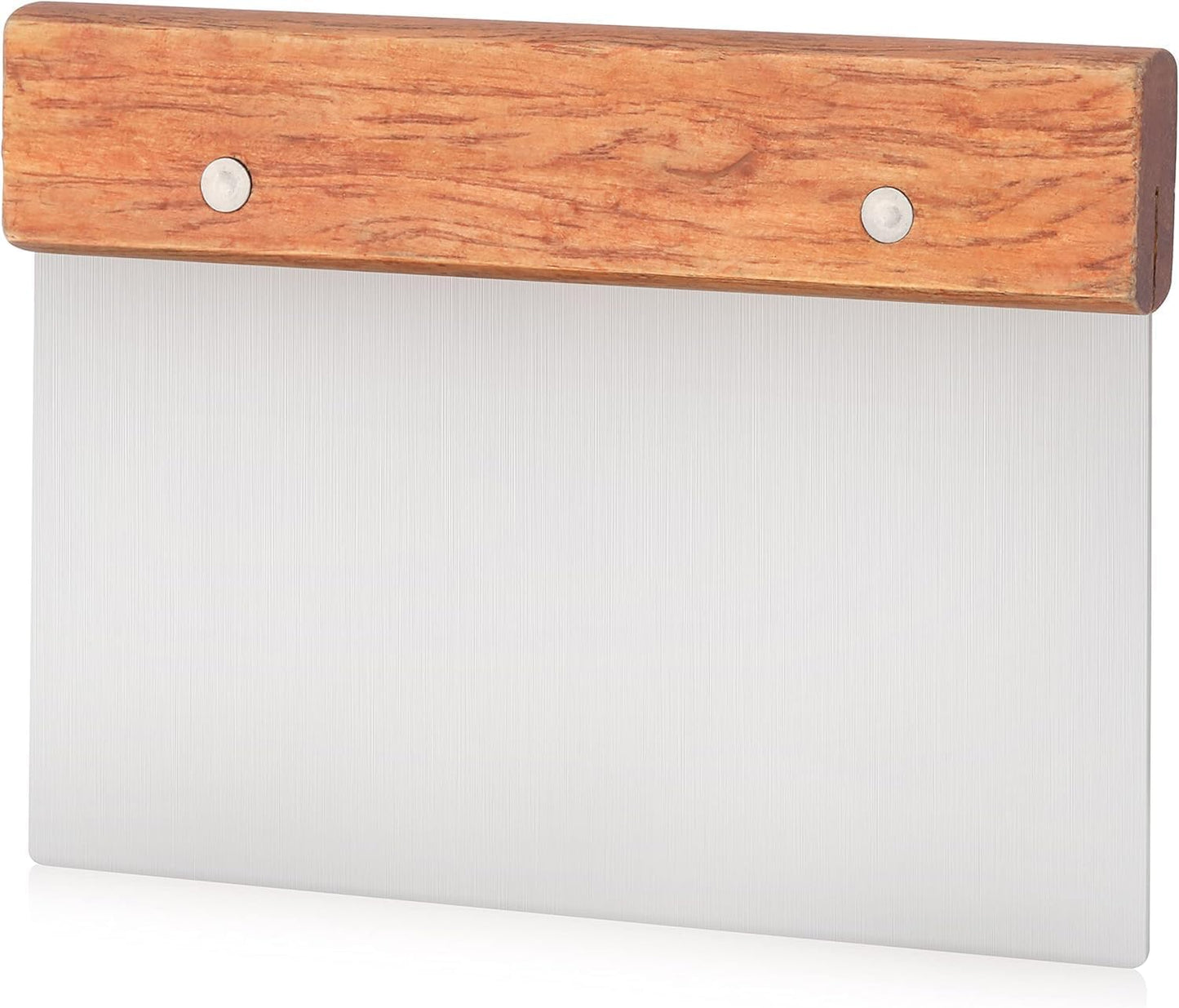 New Star Foodservice 36237 Wood Handle Dough Scraper, 6 by 3-Inch, Silver