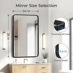 USHOWER Black Bathroom Mirror for Over Sink 24 x 36 Inch, Metal Frame Rectangle - Image 3