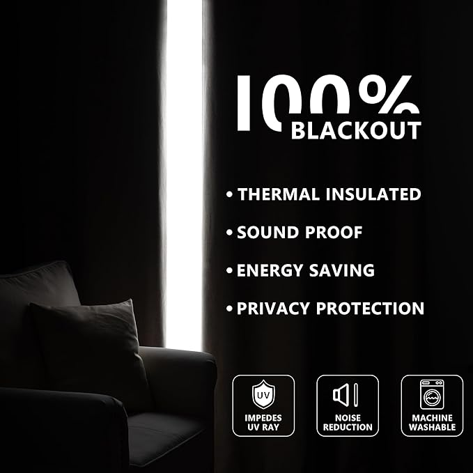 IGEMAEVE 100% Blackout Curtains 96 Inches Long - Image 8