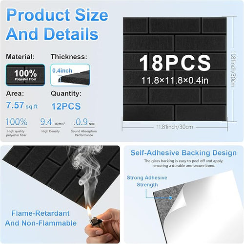 18 Pack Acoustic Panels, Sound Proof Foam Panels - Image 2