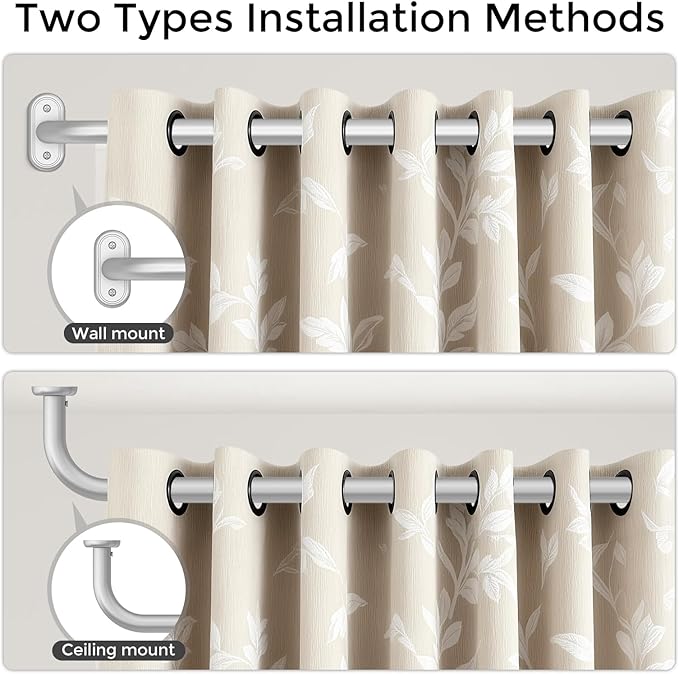 Curtain Rods 36-120 Inch, 1 Inch Adjustable Long Heavy Duty Room Darkening - Image 4