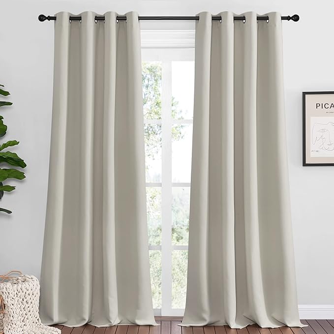 NICETOWN Natural Room Darkening Curtains 96" Long by NICETOWN