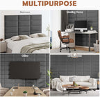 IFNOW Wall Mounted Upholstered Headboard, 3D Peel and Stick Soundproof Wall - Image 7