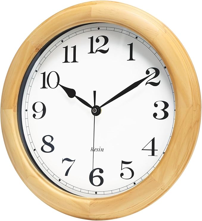 Kesin Wooden Wall Clocks 14 Inch Silent Wall Clock Large Decorative Battery by Kesin