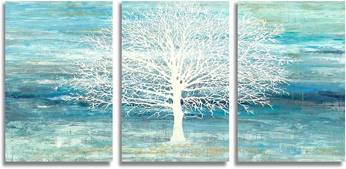 Yihui Arts Teal and Blue Canvas Wall Art - Image 3