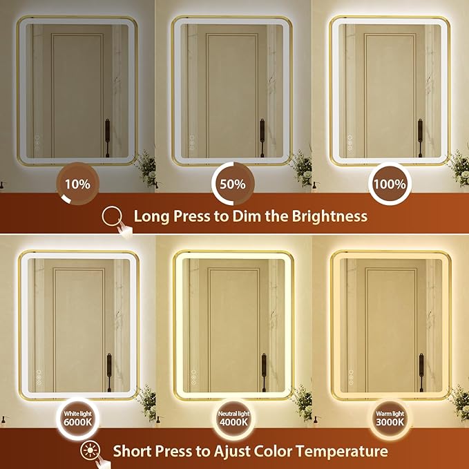 28x40 Inch LED Bathroom Mirror - Image 3