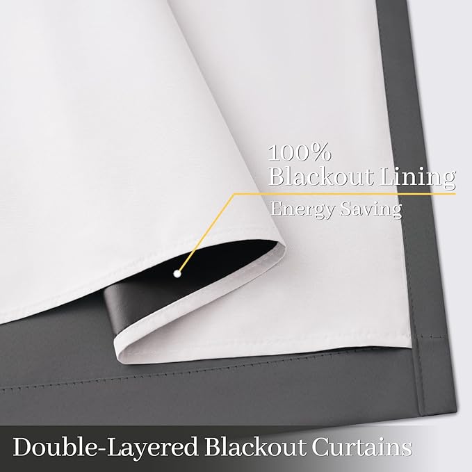 Yakamok 100% Blackout Curtain Panels 63 inches Cold and Light Blocking Drapes - Image 4