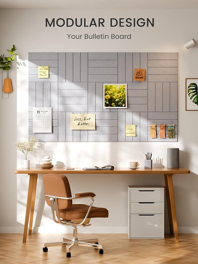 Bumusty Large Cork Board Alternative-48 x 36" Felt Bulletin Board Tiles - Image 6