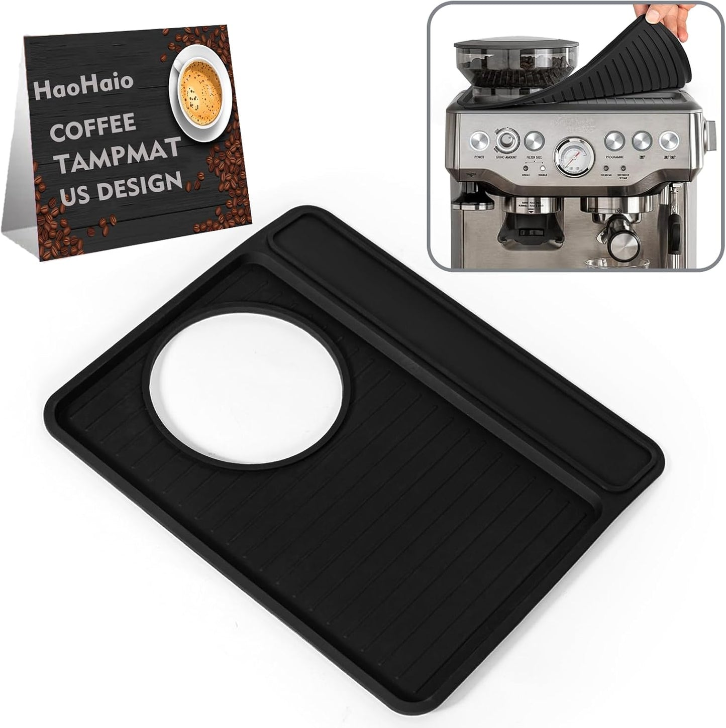 Tamping Mat compatible with Breville 870/880, Silicone Top Cover for Espresso Machines - Non-Slip, Scratch Proof Coffee Accessories (11"x9.25", Black)