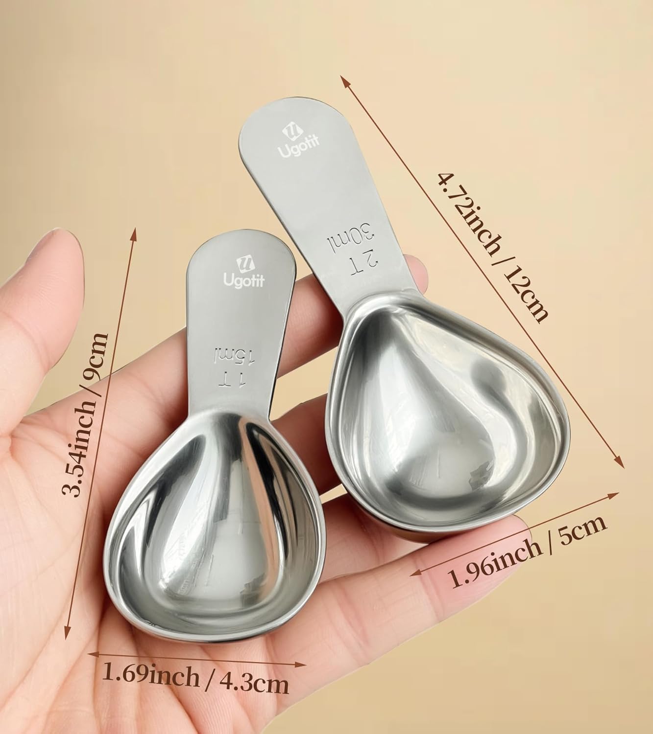 Coffee Measuring Scoop, 1 Tablespoon Short Handle 304 Stainless Steel Coffee Scoop - Fits Coffee Canisters & Protein Powder Containers