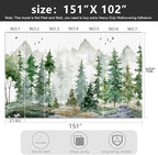 -Green Cartoon Pine Forest Nursery Fabric Wallpaper - Image 4