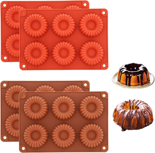 4 PCS Silicone Molds for Baking Non Stick Jello Molds with 6 Cavity Gelatin Mold for Baking Cupcakes Donuts Chocolate Muffins Brownies Jelly