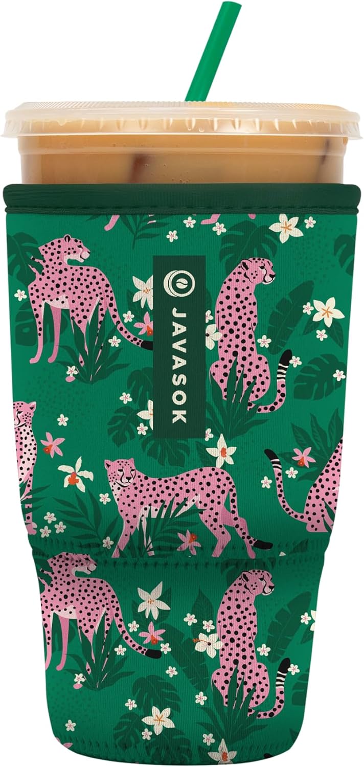 Sok It JavaSok Iced Coffee & Cold Soda Insulated Neoprene Cup Sleeve (Paradise Prowl, Large: 30-32oz)