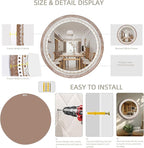 Reflinto 24 Inch Boho Wooden Round Mirror - Image 7