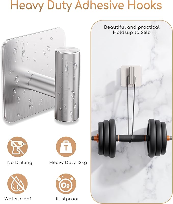 Aikzik 4 Pack Large Heavy Duty Wall Hooks - 26lb Max - Image 6