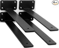 4 Pack - 16 inch Black Hidden L Shelf Bracket Iron Floating Shelf Brackets by MHMYDZ