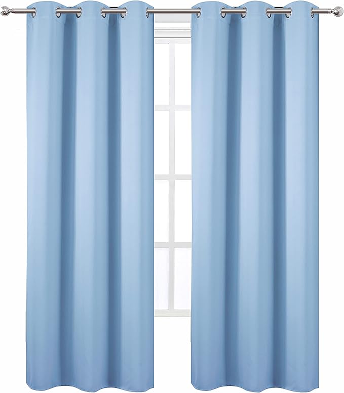 LEMOMO Sky Blue Thermal Blackout Curtains/42 x 95 Inch/Set of 2 Panels Room - Image 2