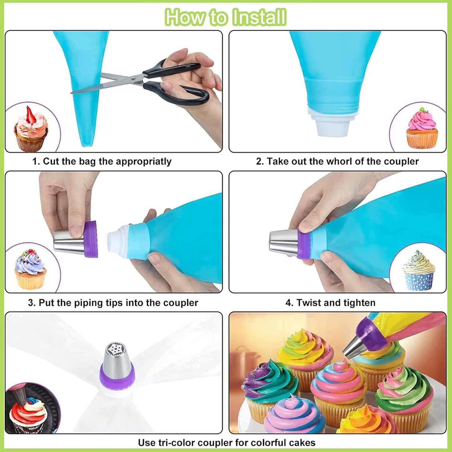 56-Piece Russian Piping Tips Set, Cake Decorating Kit with 17 Frosting Nozzles, Reusable Piping Bags, and Baking Supplies for Cupcakes, Cookies, Cakes - Idael for Bakers & Beginners