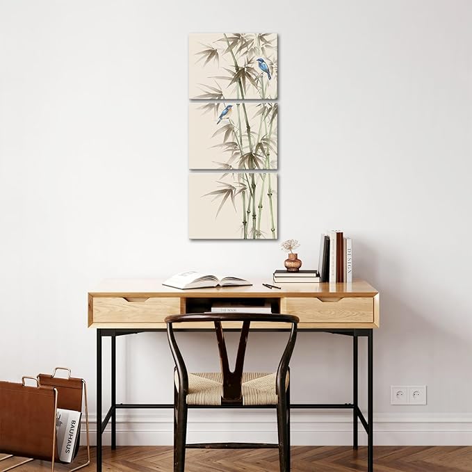 KREATIVE ARTS 3 Piece Bamboo Canvas Wall Art Set Zen Print - Image 3