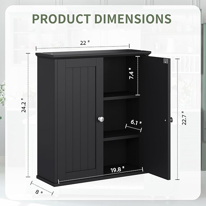 Bathroom Wall Cabinet, Bathroom Cabinet Wall Mount, Over Toilet Space Saver - Image 3