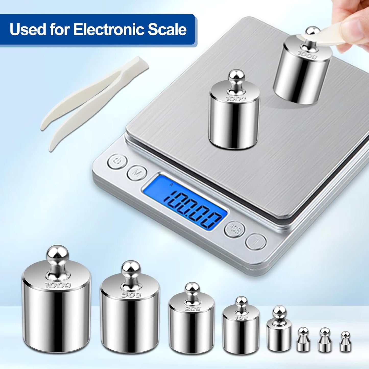 UCEC Calibration Weights for Digital Scale, 10mg - 100g Gram Weights Kit, Precision Stainless Steel Balance Scale Calibration Weight Set with Tweezers for Lab Educational Science