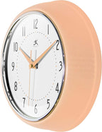 Infinity Instruments Retro 9.5 Inch Round Indoor Wall Clock, Peach Fuzz - Image 4