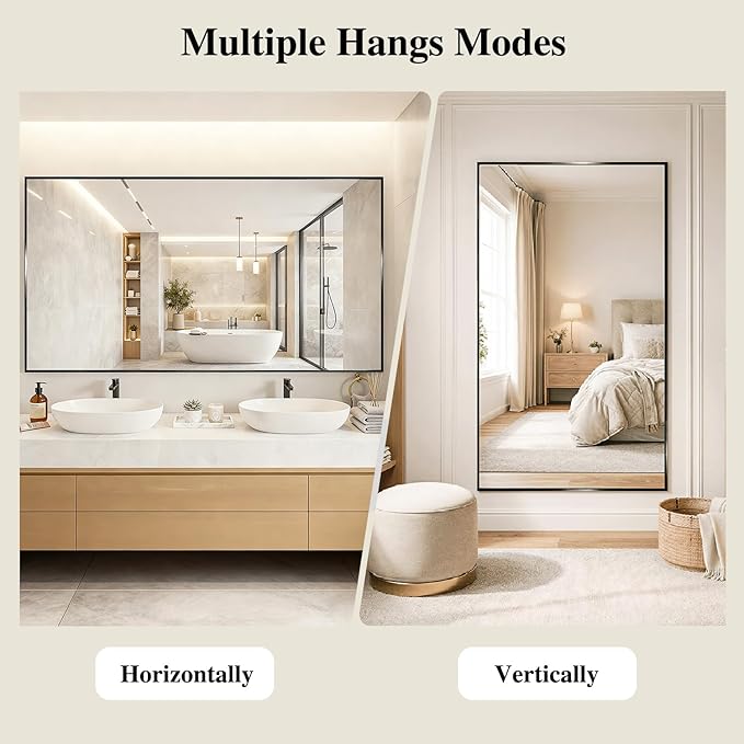 Koonmi Black Mirrors for Wall, 30x40 Inch Bathroom Mirror, Rectangular Wall - Image 6