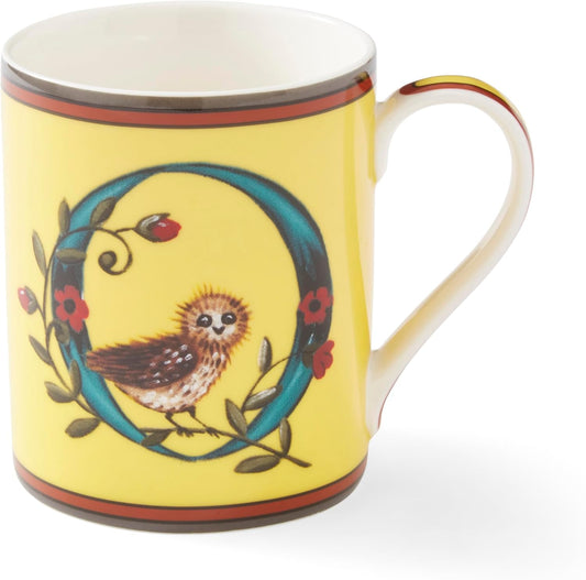 Spode Kit Kemp 12oz Mug, O Initial - Fine China Coffee Cup with Floral Alphabet Design, Custom Letter Mug for Unique Gift Giving - Personalized Kitchen Drinkware, Dishwasher Safe & Stylish
