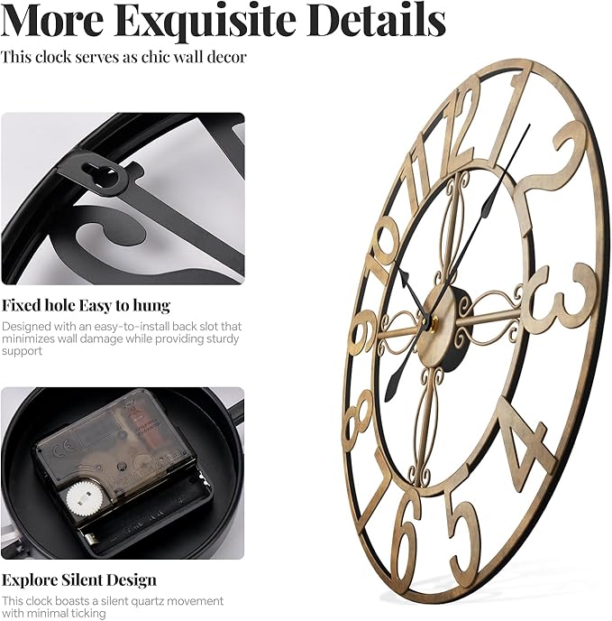 Cuspin 20 Inch Wall Clock, Large Modern Decorative Wall Clocks - Image 4